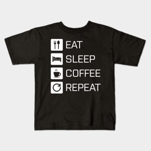 Eat Sleep Coffee Repeat - white Kids T-Shirt